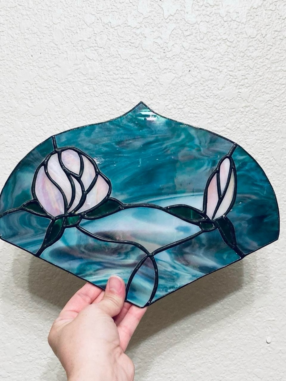 Vintage Stained Glass Rose Window Hanging Decor Cottagecore Fairycore